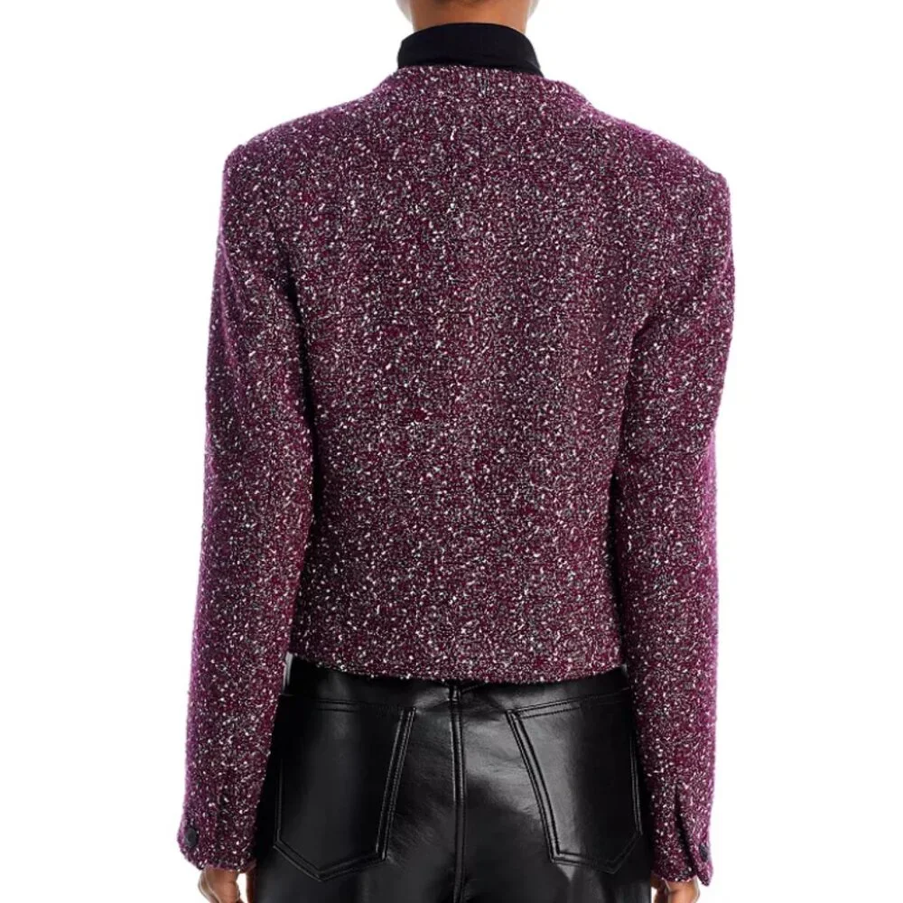NWT rag & bone Valerie Wool Tweed Blazer Burgundy - Picture 4 of 9